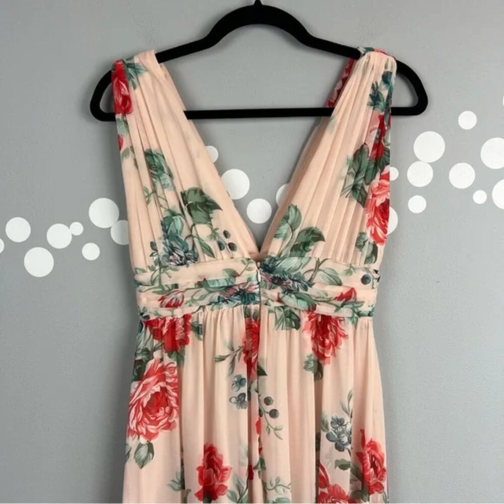 Lulu's Garden Meandering Blush Floral Print Maxi Dress S - Picture 7 of 10